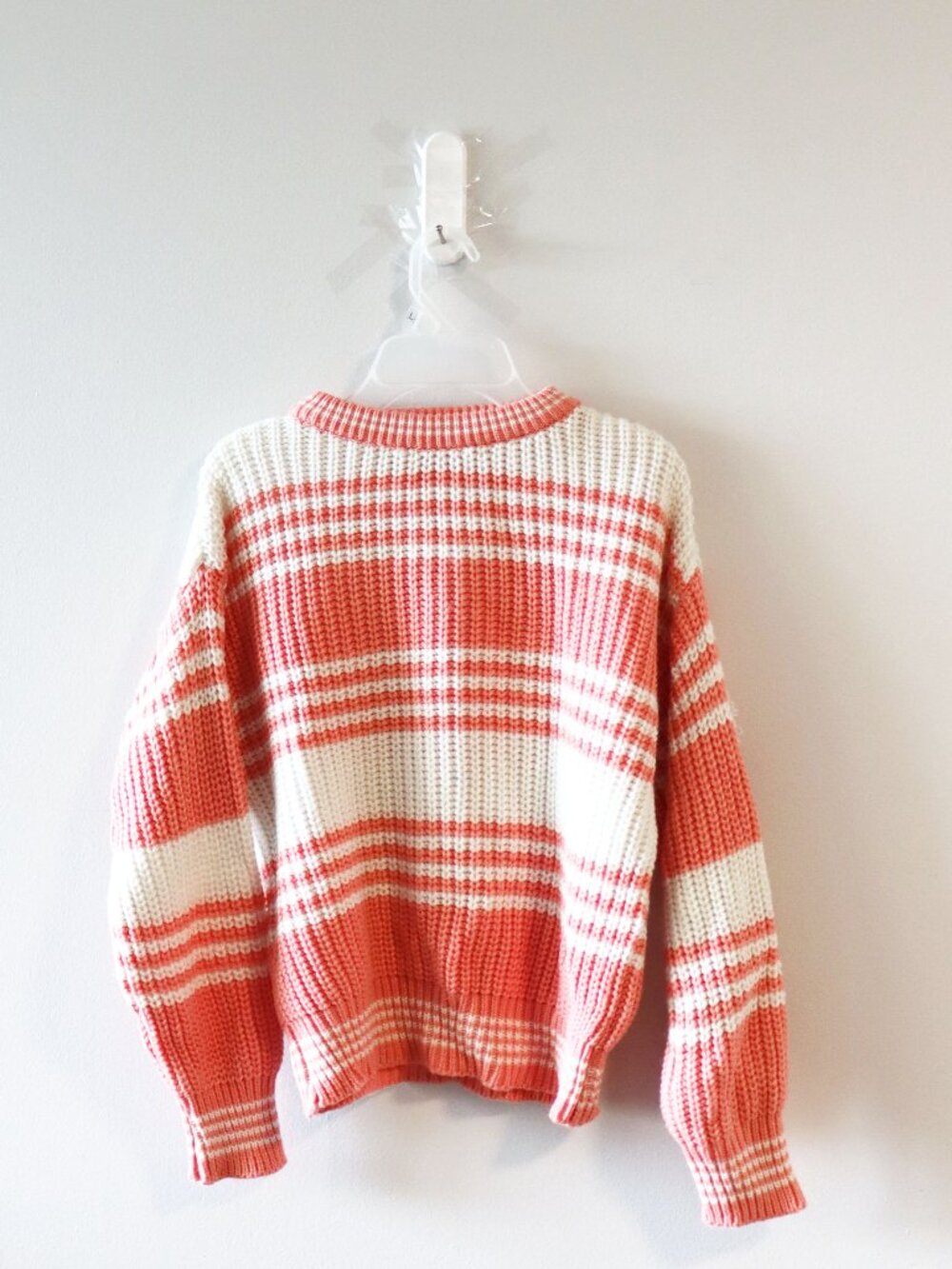 Zara White and Pink Striped Knitted Sweater Size Unkn